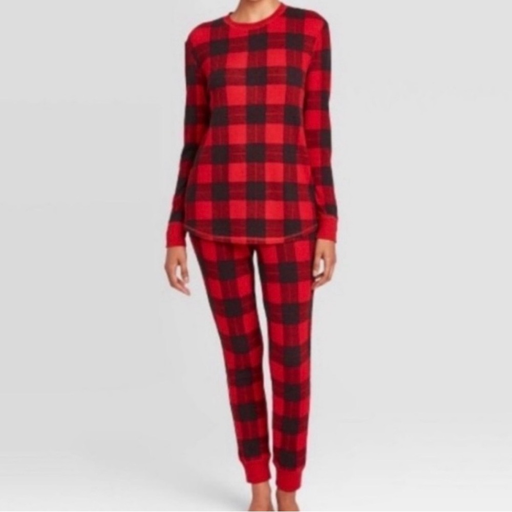 Stars Above Red and Black Plaid Pajama Set